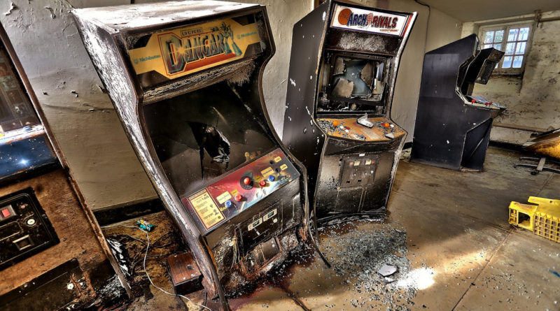 old arcade cabinet smashed